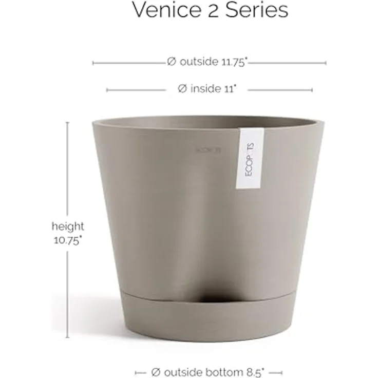 ECOPOTS Blumentopf Venice 2 30 Taupe, für den Innenbereich – Bild 3