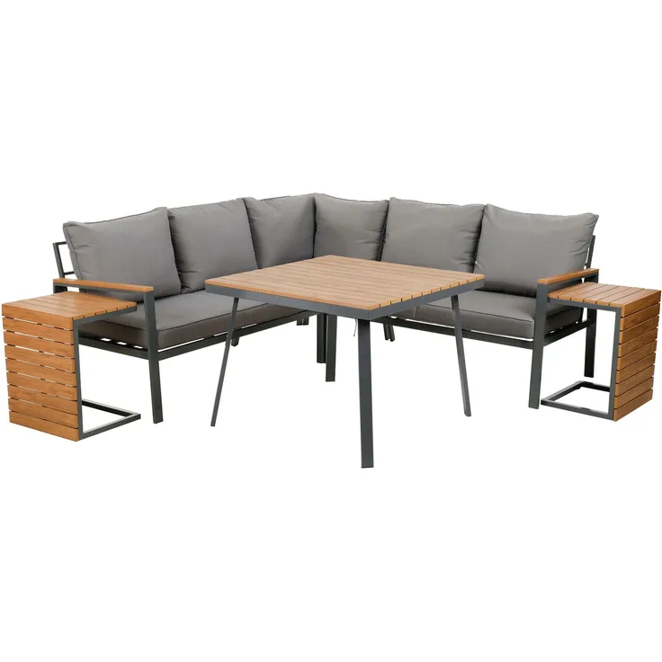 greemotion Lounge-Set Sofia, 4-teiliges Aluminium Gartenmöbel Ecksofa-Set mit Tischen