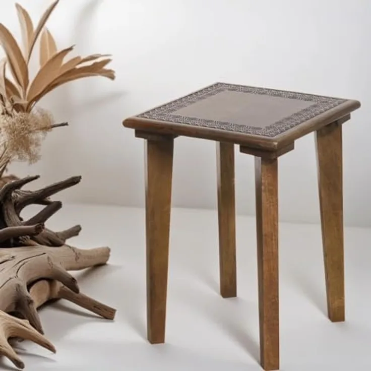 Marrakesch Orient & Mediterran Interior Beistelltisch Beistelltisch Nachttisch Holz, Tisch Hocker Astus Orientalische (1 Tisch), Handarbeit