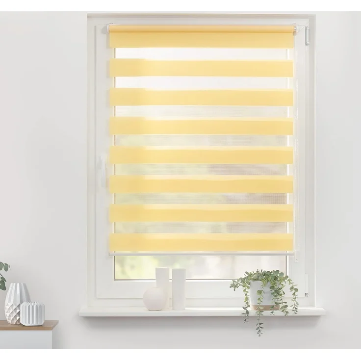 Lichtblick Sonnenschutzsysteme GmbH Doppelrollo Kopenhagen 50 cm x 150 cm (BxL) Gelb modernes Duo Rollo; Klemm- und schraubbar; Lichtdurchlässig und blickdicht – Bild 2