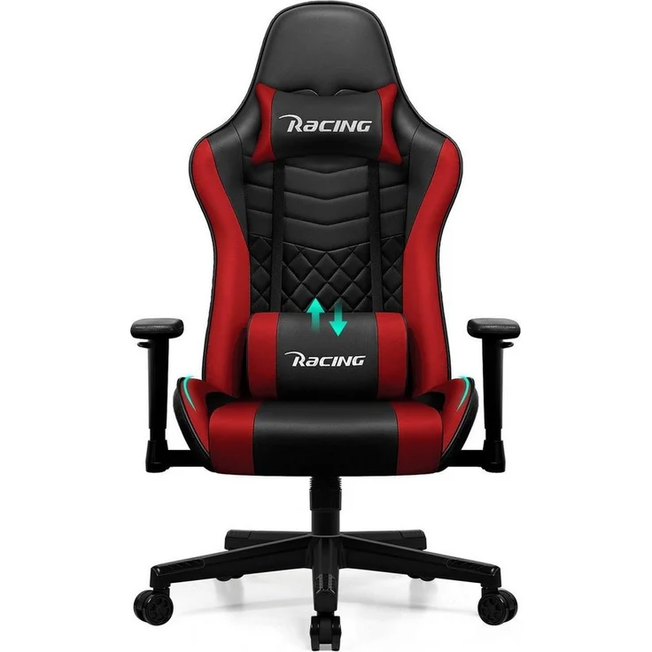 Hiazurm Gaming-Stuhl Gaming Stuhl, Bürostuhl Ergonomisch Wippfunktion bis zu 170° (Gaming Chair mit gepolsterten Armlehnen, 10 cm Höhenverstellung), Verstellbarem Lenden- & Kopfkissen, Gamer Stuhl 150kg Belastbarkeit – Bild 1