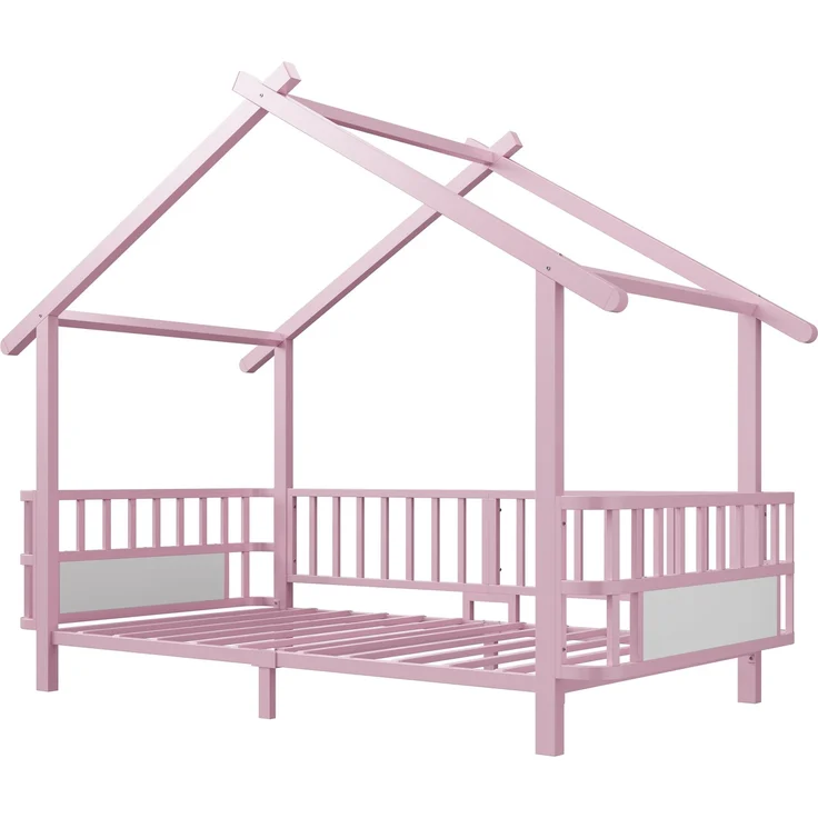 ZUBALIYA Kinderbett 90 × 200 cm, Metall, Schutzgitter, Rosa – Bild 7