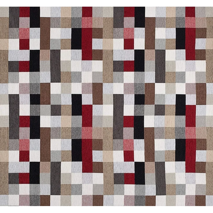 Supellex Sofia Ohrensessel mit Hocker | Design Patchwork kariert bunt gedeckt – Bild 4