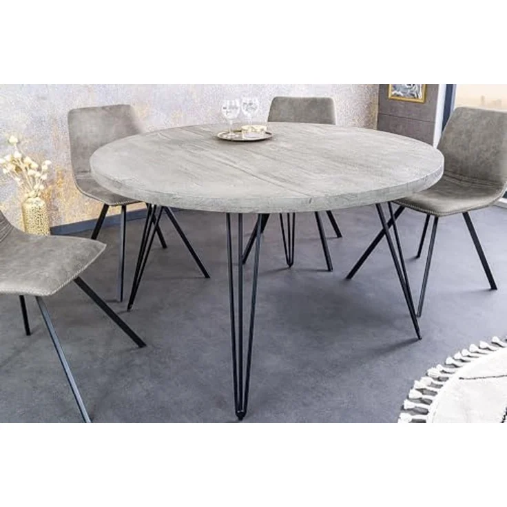 riess-ambiente Esstisch SCORPION Ø80cm grau / schwarz (Einzelartikel, 1-St), Küche · Massivholz · Metall · Hairpin Legs · rund · Industrial Design – Bild 4