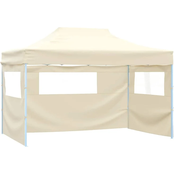 Profi-Partyzelt Faltbar, Gartenzelt mit 4 Seitenwänden 3x4 m Stahl Creme – Bild 5