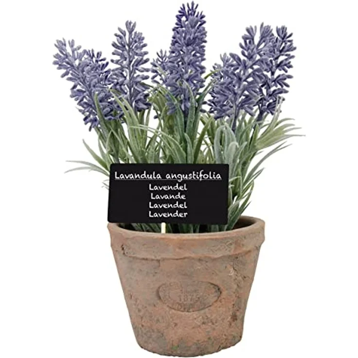 Esschert Design Kunststoffpflanze Lavendel im Topf, Größe L, ca. 11x11 cm cm x 22 cm – Bild 1