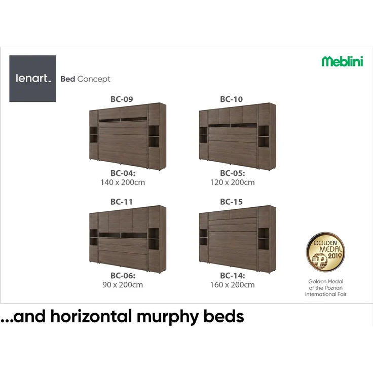 MEBLINI Schrank BC-08 für Schrankbett - Dunin Eiche - 45x217x46cm - Hochschrank mit Ablagen und Fächern - Nachttisch – Bild 3