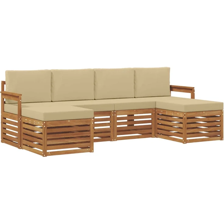 vidaXL Outdoor-Sofagarnitur 6 stk. 6-Sitzer Natur und Beige 3375238 – Bild 2