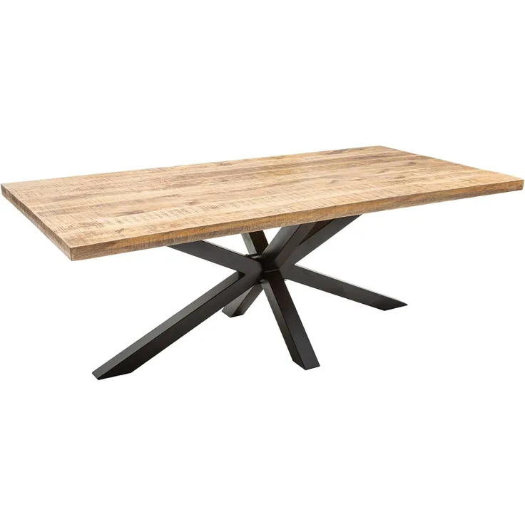 riess-ambiente Esstisch GALAXIE 180cm natur / schwarz · bis 8 Personen, Massivholz · Sternen-Gestell · Industrial · Mangoholz