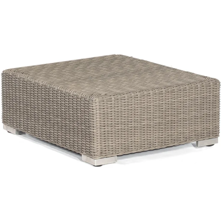 Sonnenpartner Lounge-Hocker Residence Alu/Polyrattan stone-grey mit Kissen Sitzhocker