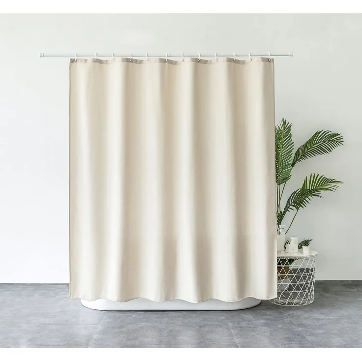 M&W DAS DESIGN Duschvorhang Shower curtains Anti schimmel Waschbar Mit gewicht Schwer Leinen beige Breite 180 cm – Bild 1