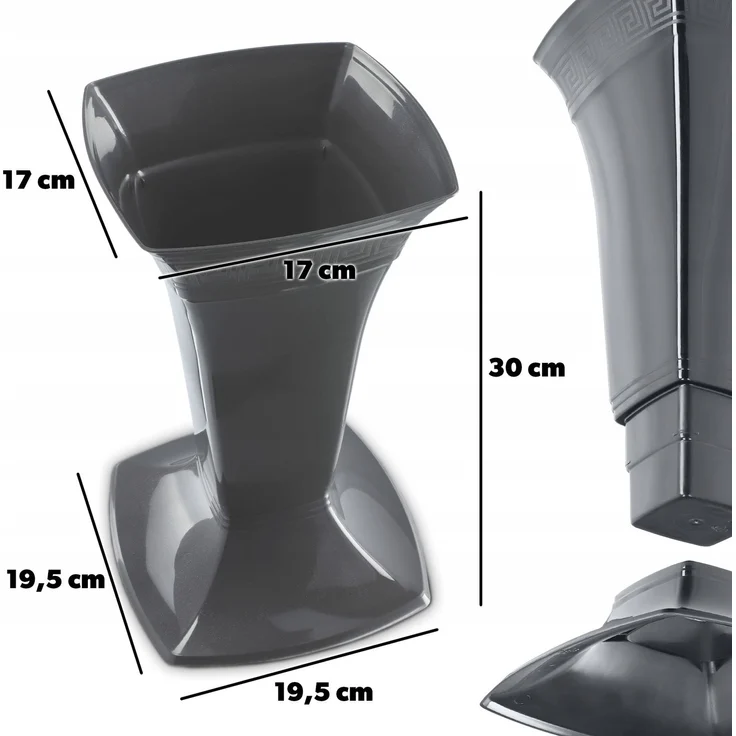 KADAX Vase für Friedhofsgrab, Grabsteinfläschchen, 30 cm, Graphit – Bild 3