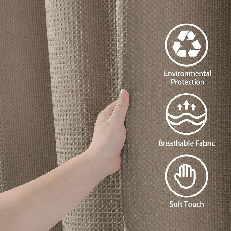 Waffel Duschvorhang Metallringe Textil Badewannenvorhang Wasserdicht 92x182cm – Bild 7