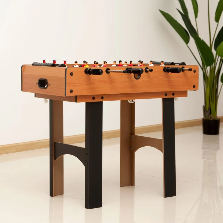 MELAYR, 2-in-1 Mini Tischkicker, Multispieltisch 4 in 1 kompakt, 92 x 78 x 80 cm, Naturholz+Schwarz – Bild 4