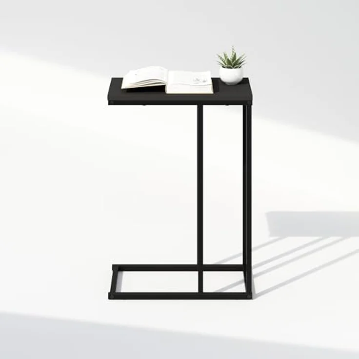 Furinno C-FÖRMIGER Beistelltisch, Metallrahmen-Endtisch, Nachttisch, Nachttisch am Bett, für Wohnzimmer, Schlafzimmer, Americano – Bild 5