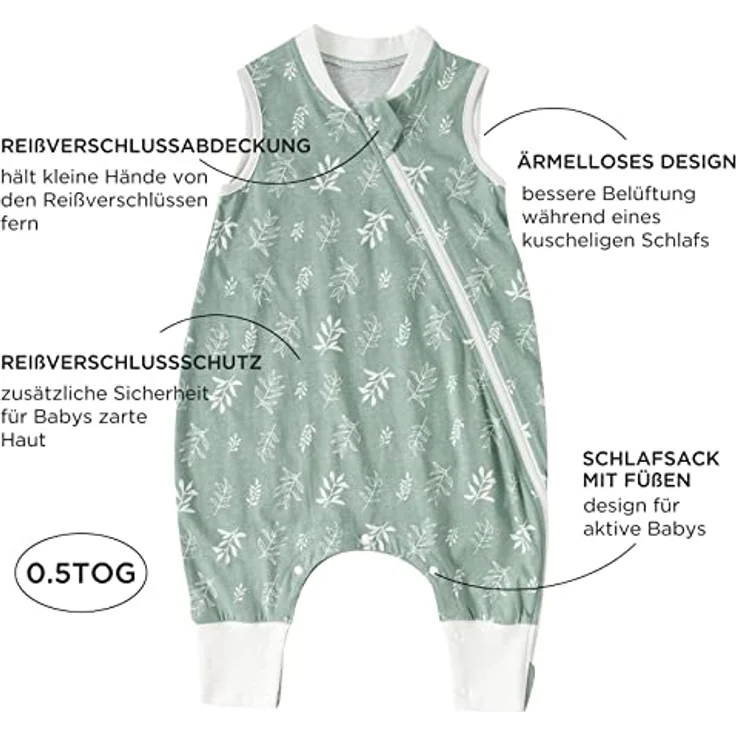 Duomiaomiao 2er Pack Baby Schlafsack mit füßen,0.5 Tog Ganzjahres Cartoon Jungen Schlafsack, leichter hochwertiger Baumwoll-Kinder Schlafsack, geeignet für Kinder im Alter Von 6 Monaten bis 6 Jahren – Bild 5