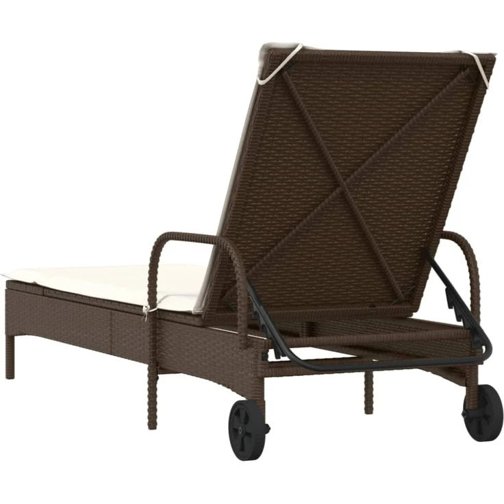 vidaXL Sonnenliege mit Rollen und Auflage Braun Poly Rattan 368309 – Bild 9