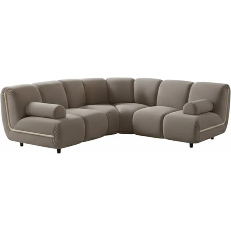 KAWOLA Modulsofa LAYLA Ecksofa 3 Module 2 Armlehnkissen Velvet taupe 74 x 213 x 213 cm – Bild 3