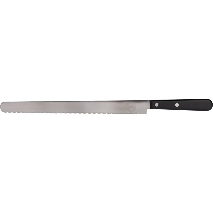 Sallys Brotmesser aus Edelstahl und 31,5 cm Klingenlänge, aus einem Stück geschmiedet und extra lange Klinge