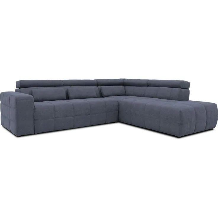 DOMO. collection Brandon Ecksofa, Sofa mit Rückenfunktion in L-Form, Polsterecke, Eckgarnitur, dunkelgrau, Ottomane rechts
