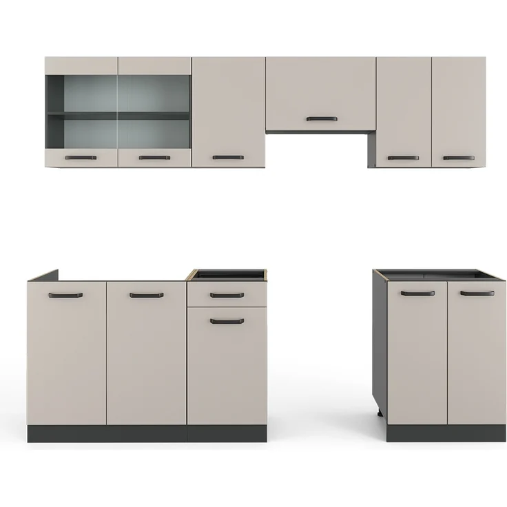 Küchenzeile R-Line Cashmere 240 cm , AP Anthrazit Vicco – Bild 6