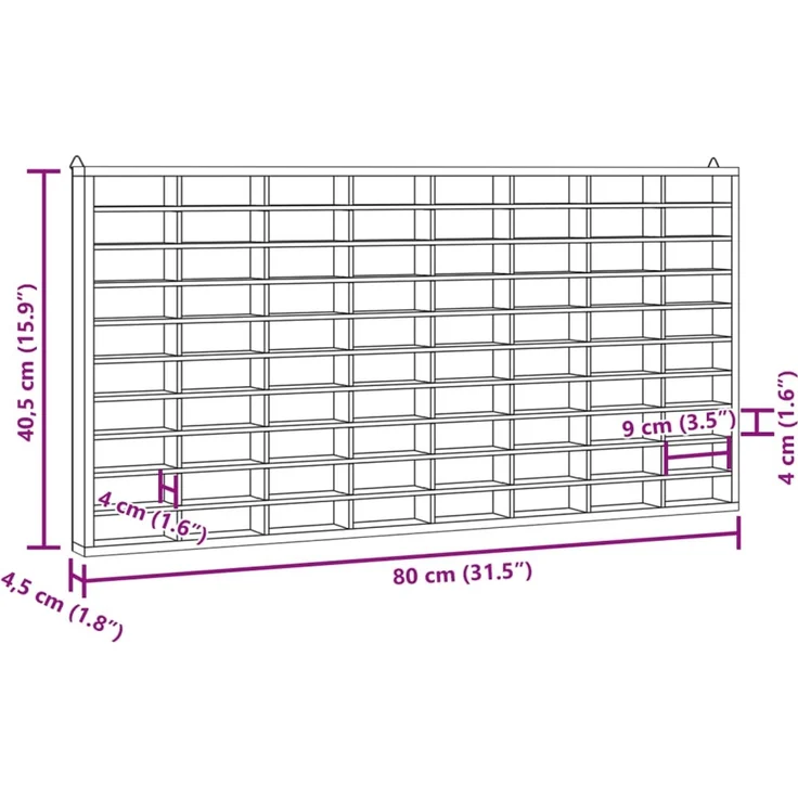 vidaXL Sammlervitrine aus Holz mit 80 Fächern 80x4,5x40,5cm 4017377 – Bild 8