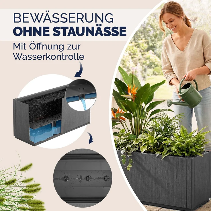 CASARIA® Pflanzkasten Ethica 80x36x36cm Anthrazit – Bild 4