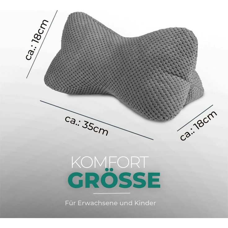 Bestlivings Nackenstützkissen Leseknochen 18x35 cm, Füllung: Polyester, Bezug: Polyester, Rückenschläfer, moderne Bubble-Optik, ergonomisch, waschbar bei 30°C, trocknergeeignet – Bild 3
