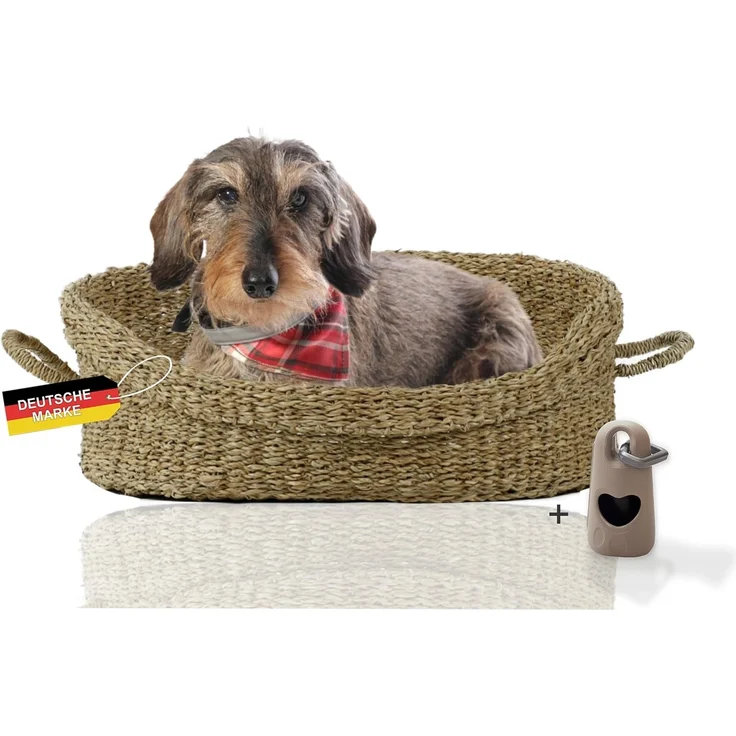 Rohrschneider Tierbett Hundebett Seegras Tierkorb mit Henkel 2 Größen