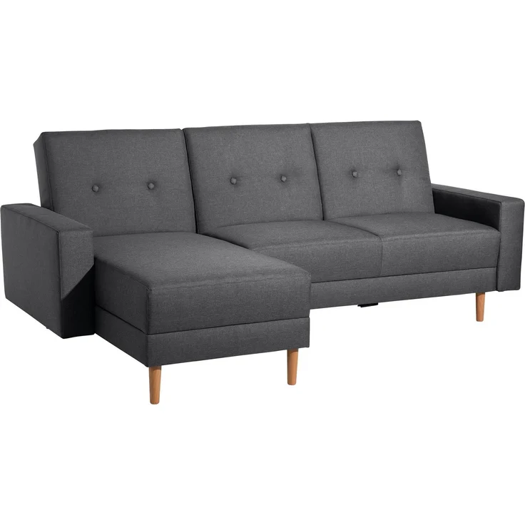Funktionssofa mit Hocker Kattie Flachgewebe graphit – Bild 4