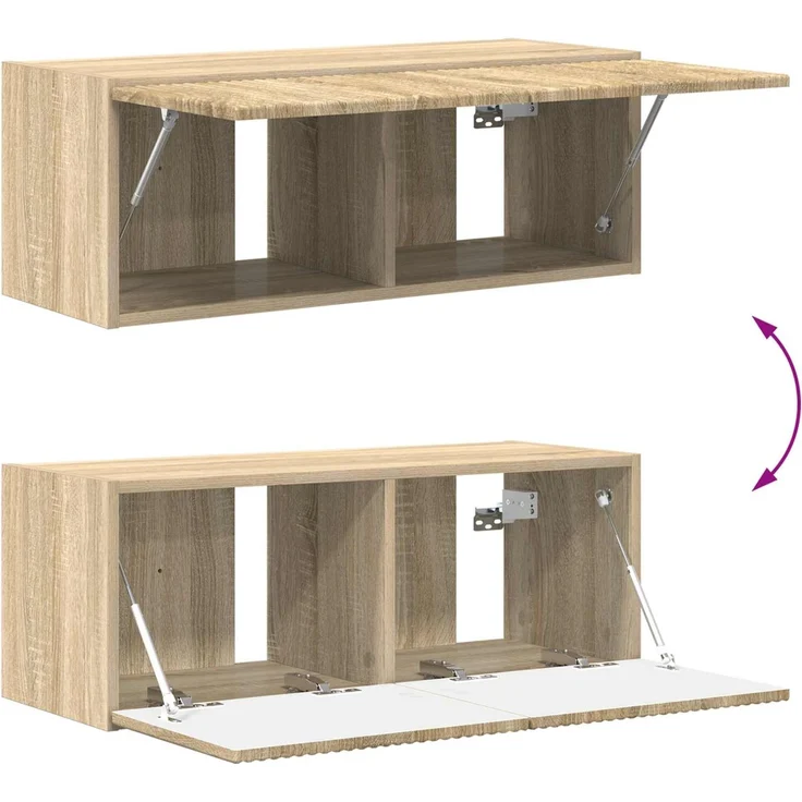 vidaXL TV-Wandregal-Set Wandmontiert 4 pcs Sonoma-Eiche Holzwerkstoff 3408918 – Bild 10