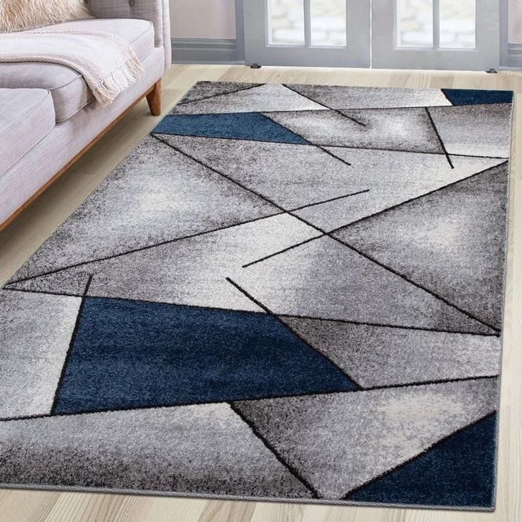 oKu-Tex Teppich Kurzflorteppich, modern, geometrisches Muster, Wohnzimmerteppich, rechteickig, Höhe: 11 mm, Teppich Wohnzimmer, Designteppich, meliert, weicher und dichter Flor – Bild 1