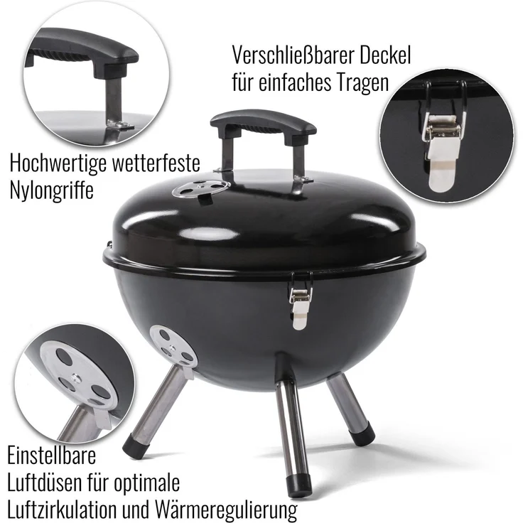 ROSMARINO HOLZKOHLEGRILL ROSMARINO Stahl (H 26 x T 42 x B 38 cm) – Bild 8