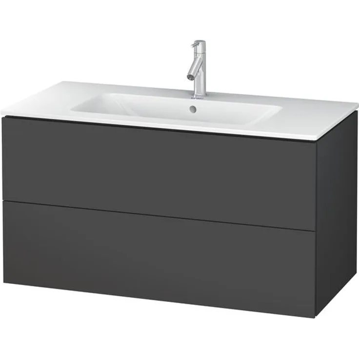 Duravit L-Cube Waschtischunterbau wandhängend, Breite 1020mm, Tiefe 481, 2 Schubkästen, passend für "Me by Starck" Artikel 233610, Farbe: Graphit Matt Dekor - LC624204949