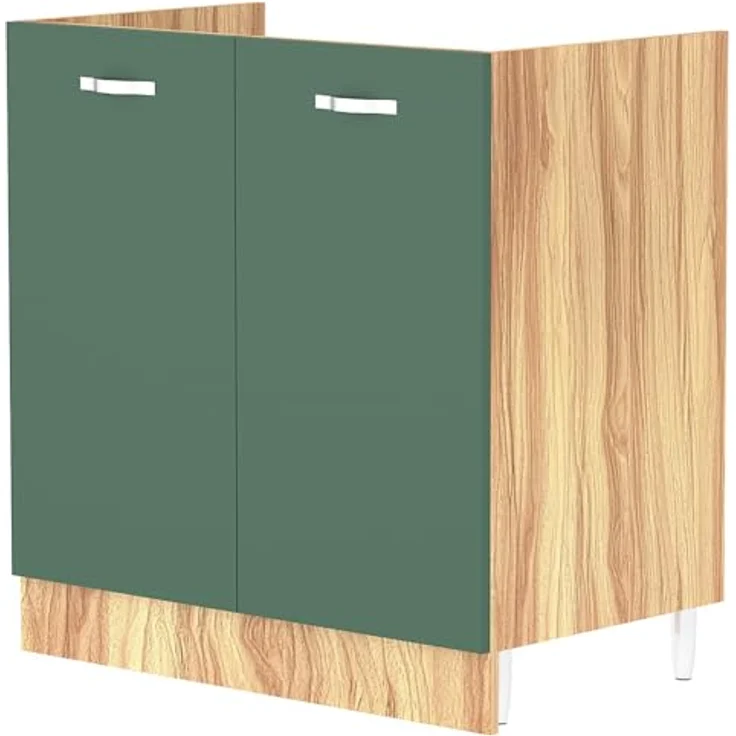 Shally Dogan Küchenunterschrank mit 2 Türen zum Einbauen, Unterschrank mit 80 cm für Spüle (Grün, 80 x 50 x 85 cm) – Bild 2