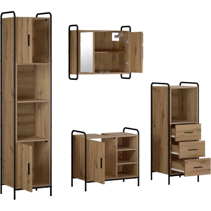 vidaXL Badezimmerschrank-Set 4 stk. Artisan-Eiche 40 x 36 x 181 cm 3444632 – Bild 7