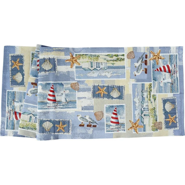 sander table + home Tischläufer Tischläufer Beach House 32x96 cm Gobelin maritim Möwen Muscheln (1-tlg) – Bild 3