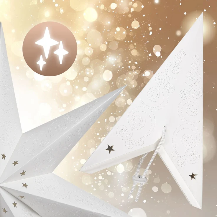 Casaria LED Weihnachtsstern mit Ständer Beleuchtet 60 cm creme Papierstern Weihnachten Weihnachtsdeko Leuchtstern Dekostern Adventsstern – Bild 5