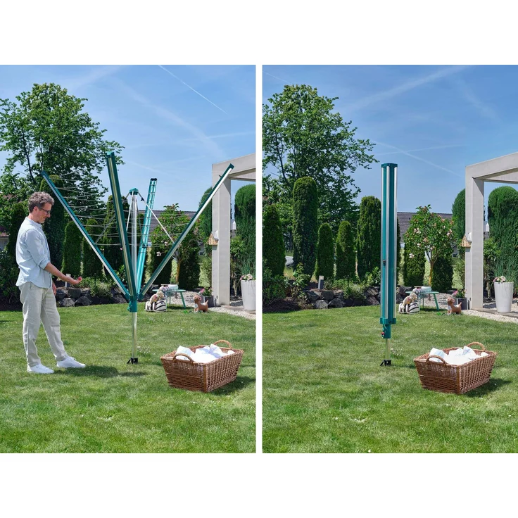 Leifheit 'Linomatic 500 Deluxe' Wäscheschirm, Easy-Lift-System, 50 m Leinenlänge, Aluminium,Kunststoff,Kunstfaser Silber/Grün, 231,9 x 231,9 x 174 cm cm – Bild 4