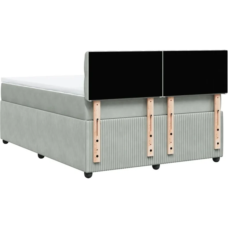 vidaXL Boxspringbett mit Matratze Hellgrau 160x200 cm Samt 3287788 – Bild 10