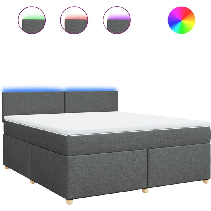 vidaXL Boxspringbett mit Matratze Dunkelgrau 180x200 cm Stoff 3289053 – Bild 2