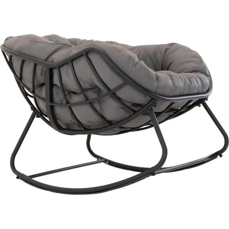 Lesli Living Schaukelstuhl Schaukelstuhl Relax-Stuhl Gartenstuhl grau schwarz – Bild 5