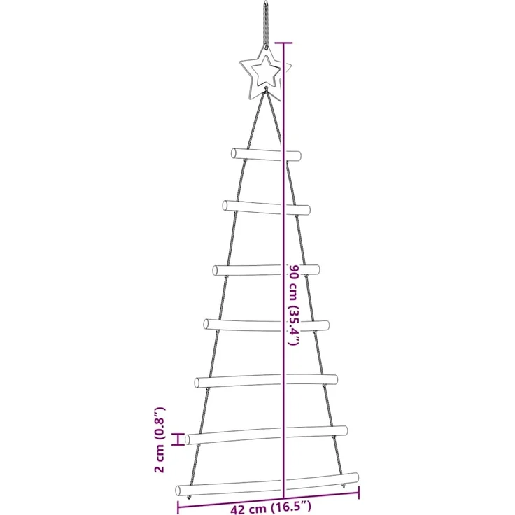 vidaXL Hängende Weihnachtsbäume mit Spitzensternen 2 Stk. 42x90 cm Naturzweig 4101009 – Bild 7