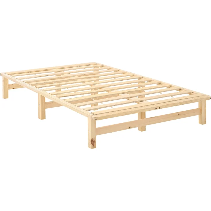 Holzbett 120x200 mit Matratze Doppelbett Holz Natur Bett Massiv Palettenbett Bettgestell Holzbettrahmen Lattenrost – Bild 9