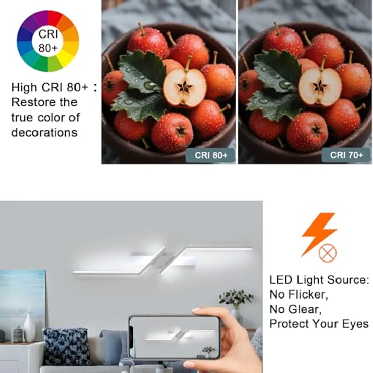 Goeco LED Wandlampe Innen, 81 CM 24 W Moderne Lang Wandleuchte 2 Fimmige 6500K Kaltweißes Licht, Weiß Flurlampe Wand Belechtung für Flur Treppenhaus Wohnzimmer Schlafzimmer – Bild 5