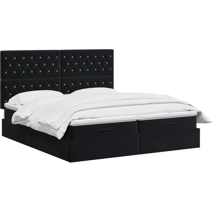 vidaXL Ottoman-Bett mit Matratze und LED Schwarz 180 x 200 cm Samt 3458480 – Bild 3