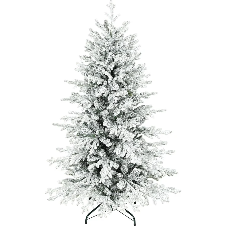 HOMCOM Künstlicher Weihnachtsbaum 1162 Zweige, Kiefernbaum, Realistisches Aussehen, Grün+Weiß – Bild 1