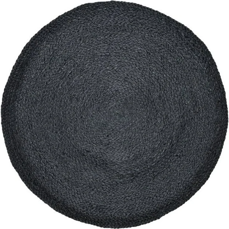 Marrakesch Orient & Mediterran Interior Teppich Ethno Boho Deko Jute Teppich Abrila Rund 100cm Schwarz, Handarbeit – Bild 4