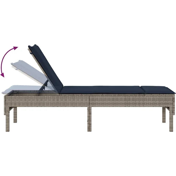 vidaXL Sonnenliege mit Auflage Grau 55x200x44 cm Poly Rattan 4104106 – Bild 7