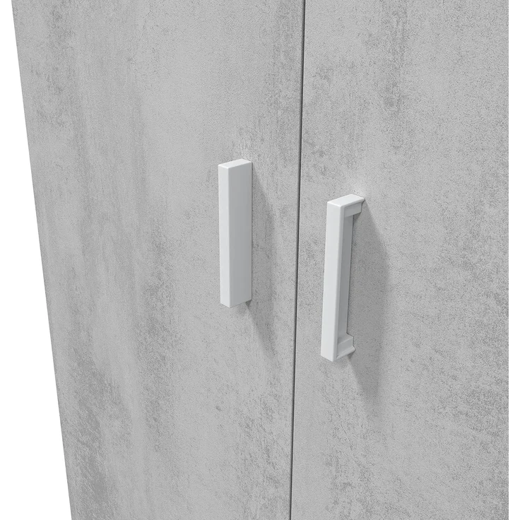 Habitdesign, Mehrzweckschrank, 2 Türen, 3 Einlegeböden, 182 x 80 x 37 cm (H x B x T), Besenschrank, Arktisweiß und Zement – Bild 4
